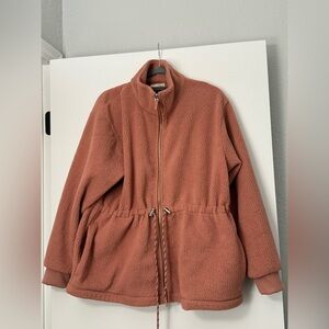Women's Cozy Fleece Jacket - Rust XL